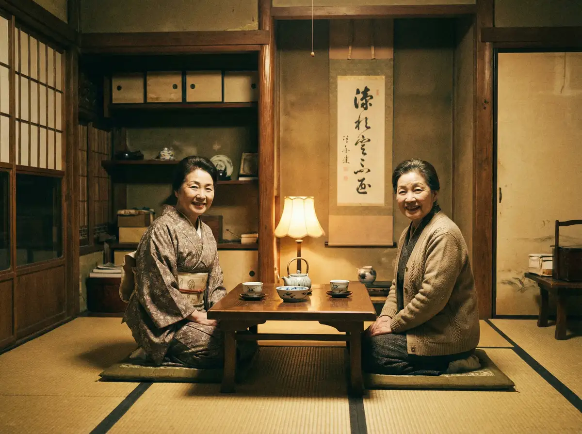 两位优雅的 成人动漫官网-免费在线|高清资源|成人动漫平台 在日式茶室中品茶交谈